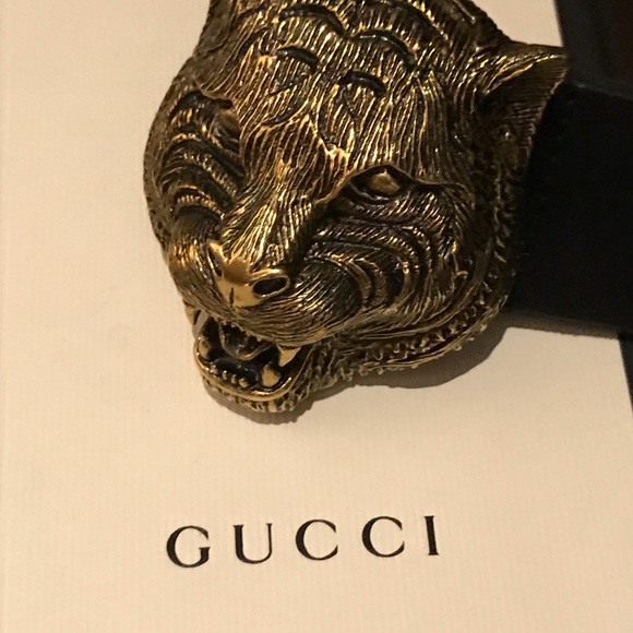 gucci tiger buckle belt